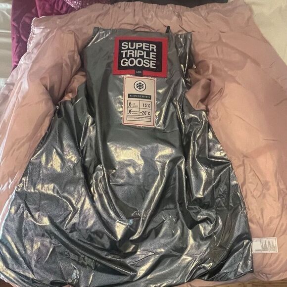 Super Triple Goose Woman’s Pink Ski Jacket  Vegan 15- -20 Degrees L - Picture 6 of 11